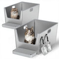 XXL Stainless Steel Litter Box for Maine Coons - 12" High Sides, Anti-Leak & Odor-Free